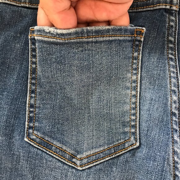 Spanx Ankle Straight Jeans Women S Blue Mid Rise Pockets Pull On Sculping 18014 - Picture 11 of 14